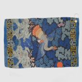 Vogelblauw Chinees borduurwerk  Golfhanddoek (Horizontaal)