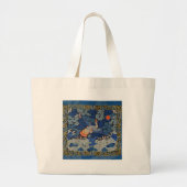 Vogelblauw Chinees borduurwerk  Grote Tote Bag (Voorkant)