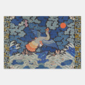 Vogelblauw Chinees borduurwerk  Inpakpapier Vel (Voorkant)