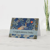 Vogelblauw Chinees borduurwerk  Kaart (Voorkant)