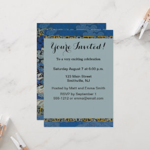 Vogelblauw Chinees borduurwerk  Kaart