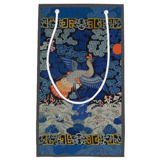 Vogelblauw Chinees borduurwerk Klein Cadeauzakje (Voorkant)