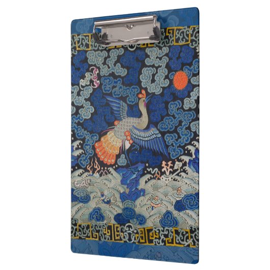 Vogelblauw Chinees borduurwerk  Klembord (Links)