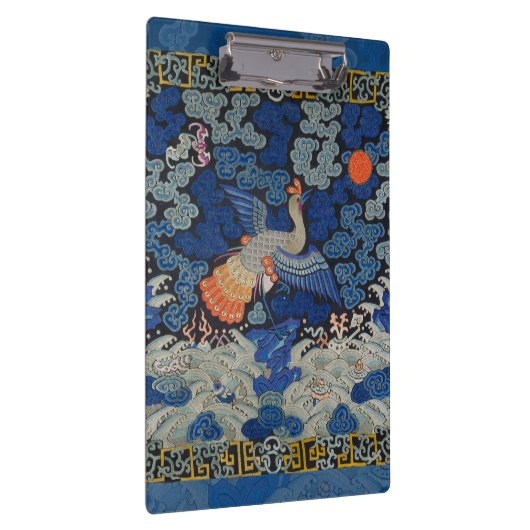 Vogelblauw Chinees borduurwerk  Klembord (Rechts)