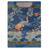 Vogelblauw Chinees borduurwerk  Klembord (Voorkant)