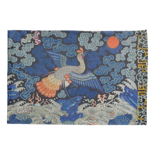 Vogelblauw Chinees borduurwerk  Kussensloop (Achterkant)