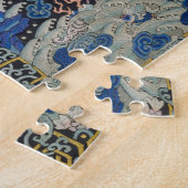 Vogelblauw Chinees borduurwerk  Legpuzzel (Zijkant)