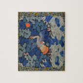 Vogelblauw Chinees borduurwerk  Legpuzzel (Verticaal)