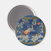 Vogelblauw Chinees borduurwerk  Magneet (Voorkant / Achterkant)