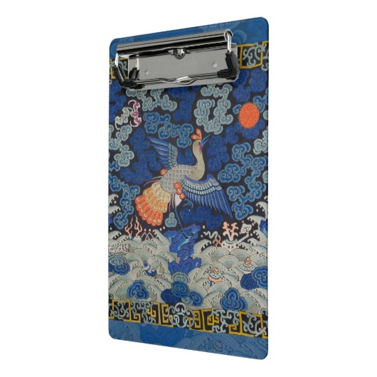 Vogelblauw Chinees borduurwerk  Mini Klembord (Angled2)