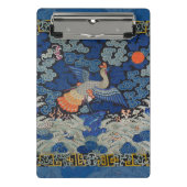 Vogelblauw Chinees borduurwerk  Mini Klembord (Voorkant)