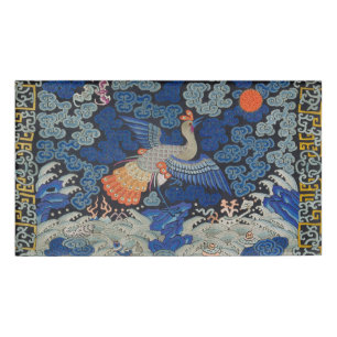 Vogelblauw Chinees borduurwerk Naambadge
