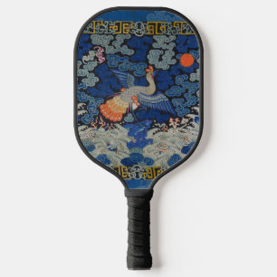 Vogelblauw Chinees borduurwerk  Pickleball Paddle