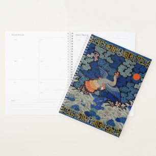 Vogelblauw Chinees borduurwerk Planner