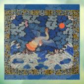 Vogelblauw Chinees borduurwerk  Raamsticker (Vel 3)