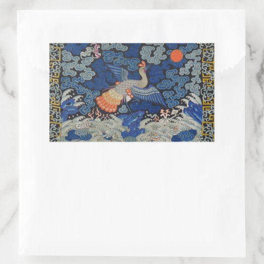 Vogelblauw Chinees borduurwerk  Rechthoekige Sticker (Tas)