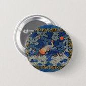 Vogelblauw Chinees borduurwerk  Ronde Button 5,7 Cm (Voorkant /achterkant)