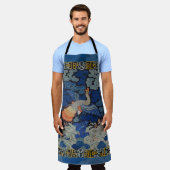 Vogelblauw Chinees borduurwerk  Schort (Gedragen)