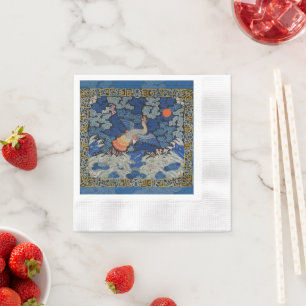 Vogelblauw Chinees borduurwerk  Servet