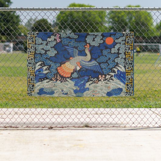 Vogelblauw Chinees borduurwerk  Spandoek (Insitu)