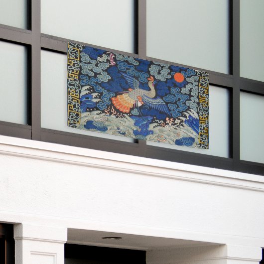 Vogelblauw Chinees borduurwerk  Spandoek (Buitenkant Gebouw)