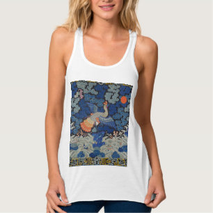 Vogelblauw Chinees borduurwerk Tanktop
