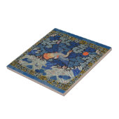 Vogelblauw Chinees borduurwerk  Tegeltje (Zijkant)