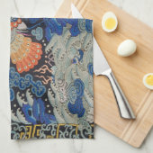 Vogelblauw Chinees borduurwerk Theedoek (Quarter Fold)