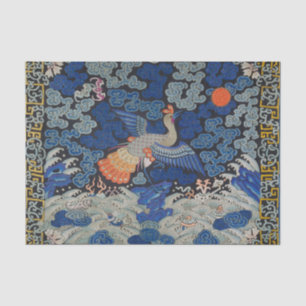 Vogelblauw Chinees borduurwerk  Tissuepapier