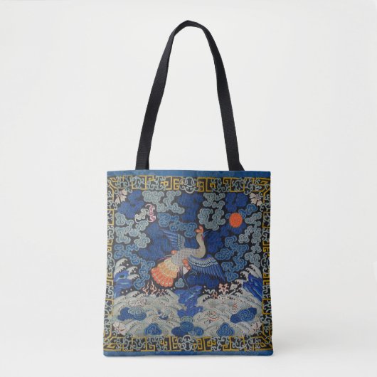 Vogelblauw Chinees borduurwerk  Tote Bag (Voorkant)