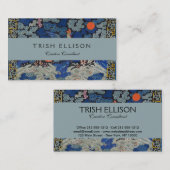 Vogelblauw Chinees borduurwerk  Visitekaartje (Voorkant / Achterkant)