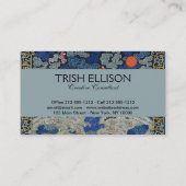 Vogelblauw Chinees borduurwerk  Visitekaartje (Achterkant)