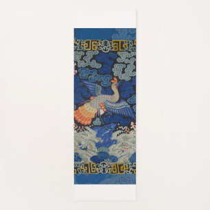 Vogelblauw Chinees borduurwerk Yogamat