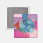 Vogelblauw op roze magneet (Voorkant / Achterkant)