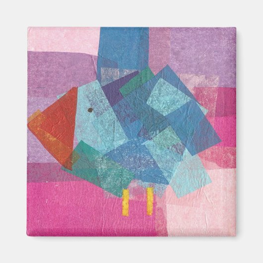 Vogelblauw op roze magneet (Voorkant)