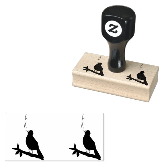 vogelblauw zingend natuur rubberstempel (Gestempeld)