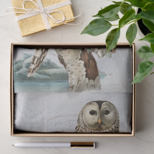 vogelblauwe ontkoppelingspagina Frans poststempel Tissuepapier (Geschenk)