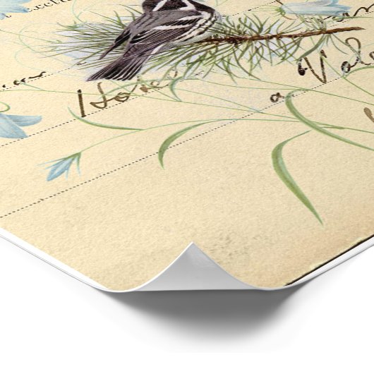 vogelblauwe ventilator Frans Briefkaart Art Print (Hoek)