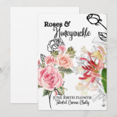 Vogelbloem, juni, Rozen, Honeysuckle Feestdagenkaart (Voorkant / Achterkant)