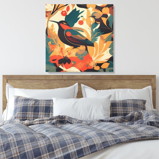  vogelbloemblaadjes #2 canvas afdruk (Insitu (Slaapkamer))