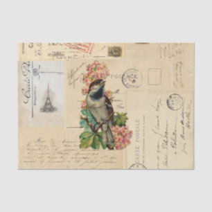  vogelbloemen Franse Briefkaarten Weefselpapier Tissuepapier