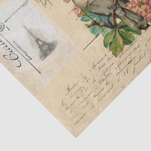  vogelbloemen Franse Briefkaarten Weefselpapier Tissuepapier (Detail)