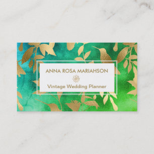 *~* Vogelbloemen Gold Art Deco Patroon Visitekaartje