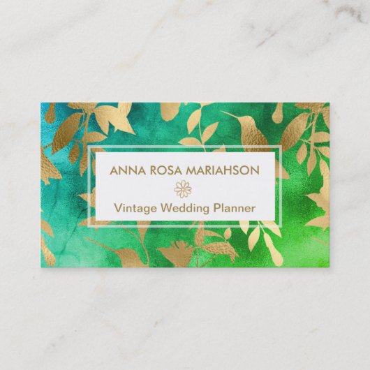 *~* Vogelbloemen Gold Art Deco Patroon Visitekaartje (Voorkant)