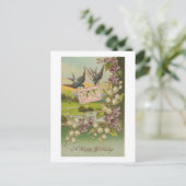  vogelbloemen paarse bloemen briefkaart (Staand voorkant)