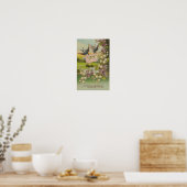 vogelbloemen paarse bloemen poster (Keuken)