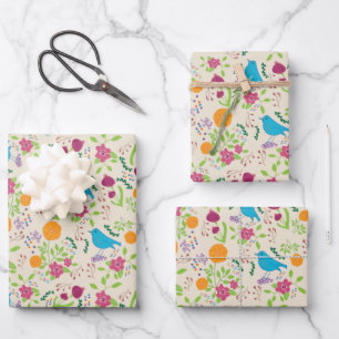Vogelbloemen Vloerpapier met vulling Reeks 3 Inpakpapier Vel