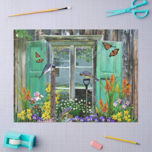 Vogelbloementuin Rustisch Tissuepapier (Craft)