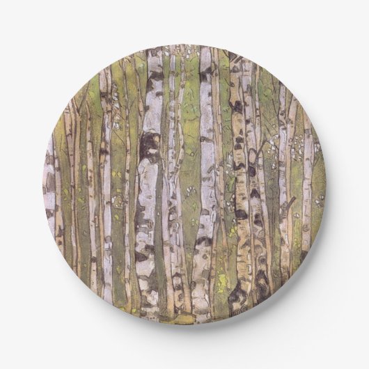 Vogelbomen in een bos (Roerich) Papieren Bordje (Voorkant)