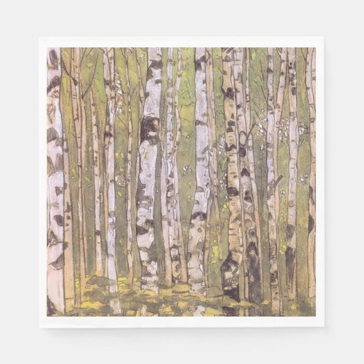 Vogelbomen in een bos (Roerich) Servet (Voorkant)